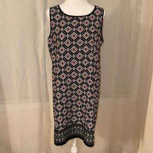 Amber Blue L Black Ivory Multicolored Contrast Sleeveless Light Shift Dress